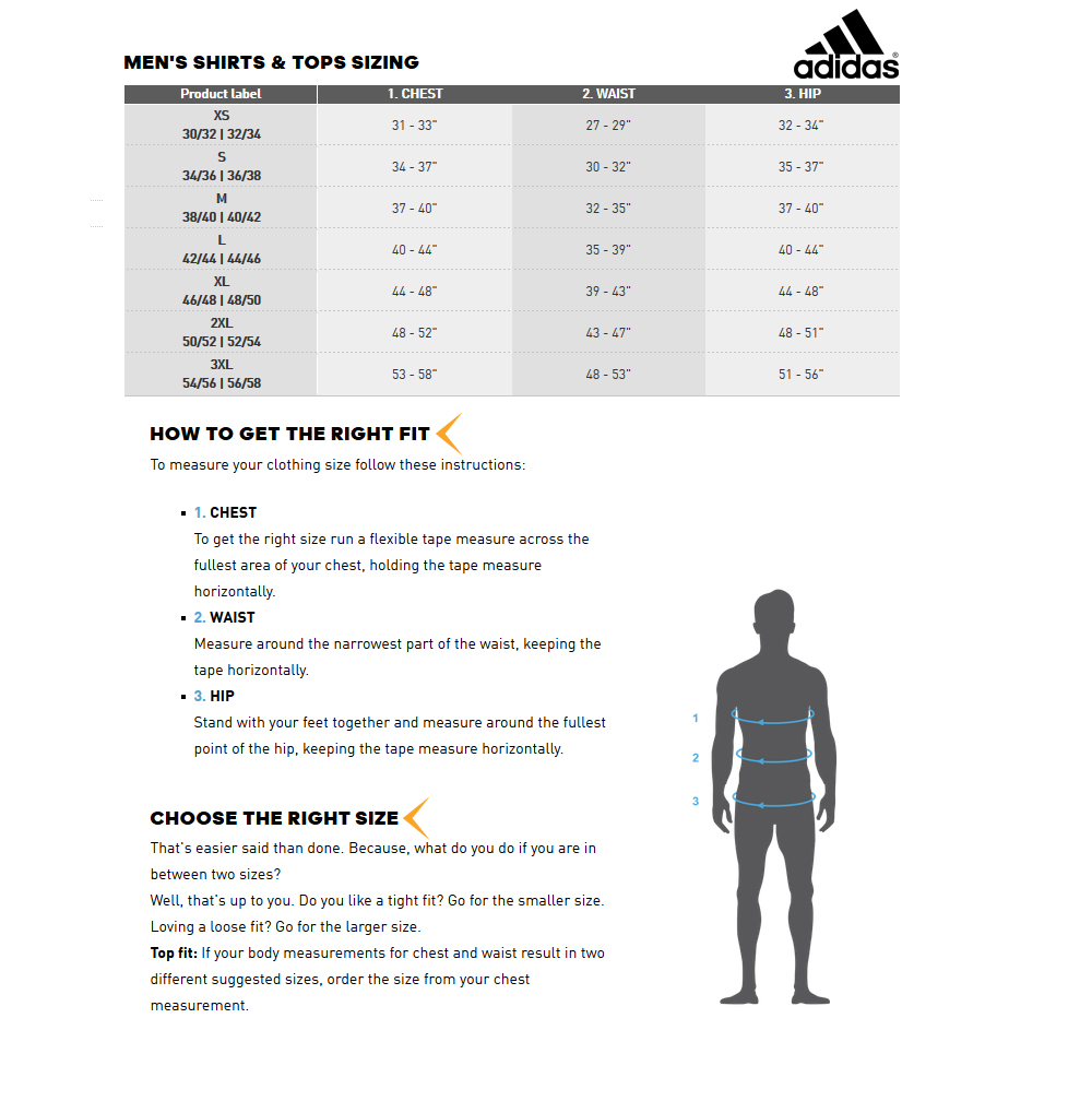 adidas t shirt size guide